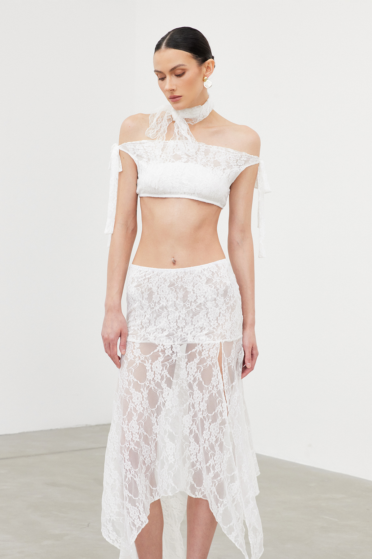 Iacob Crop Lace Skirt Set