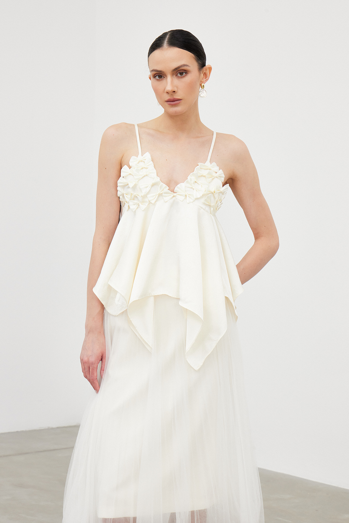 Iacomus Spaghetti Bow Satin Top
