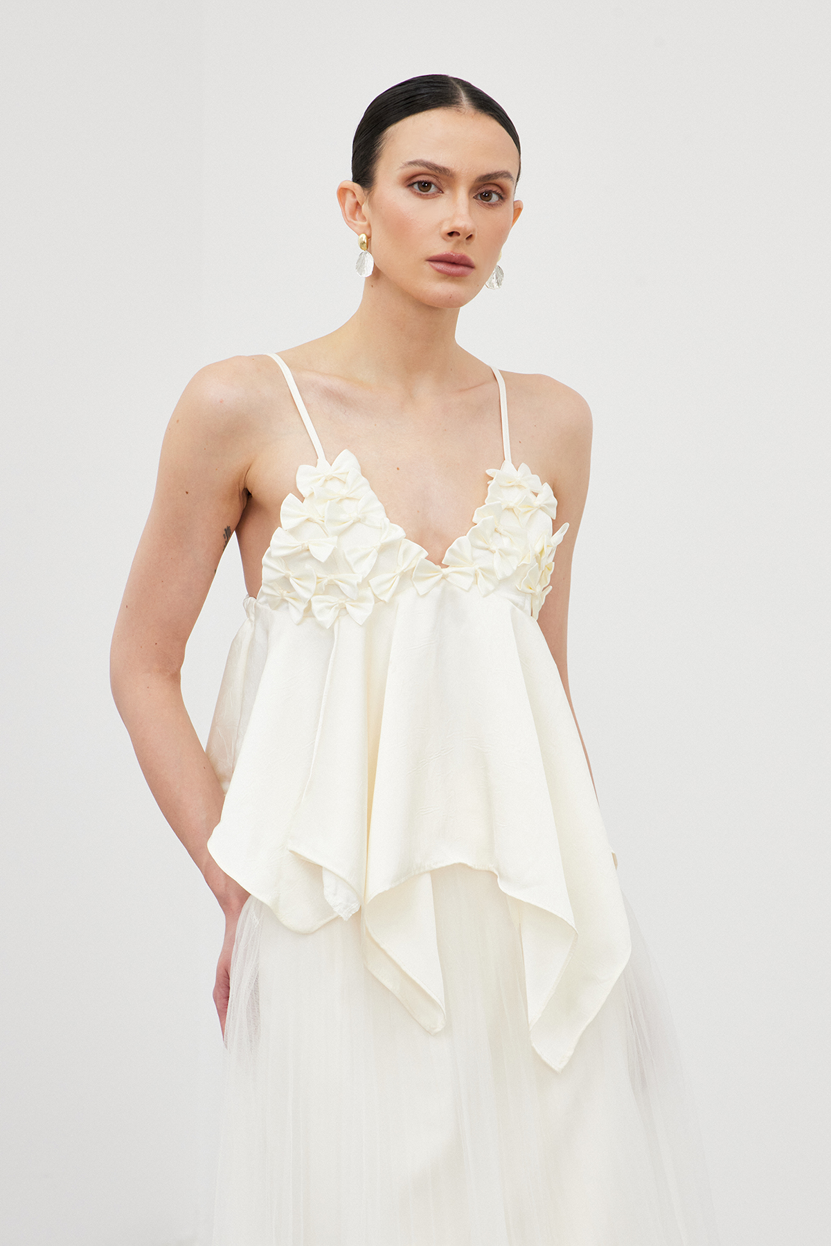 Iacomus Spaghetti Bow Satin Top