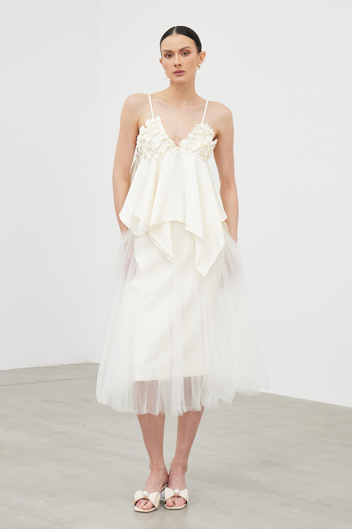 Iacomus Spaghetti Bow Satin Top