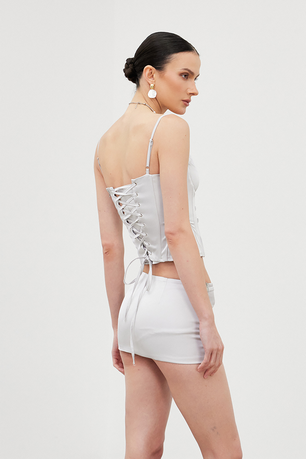 Iagan Spaghetti Bodycon Satin Skirt Set