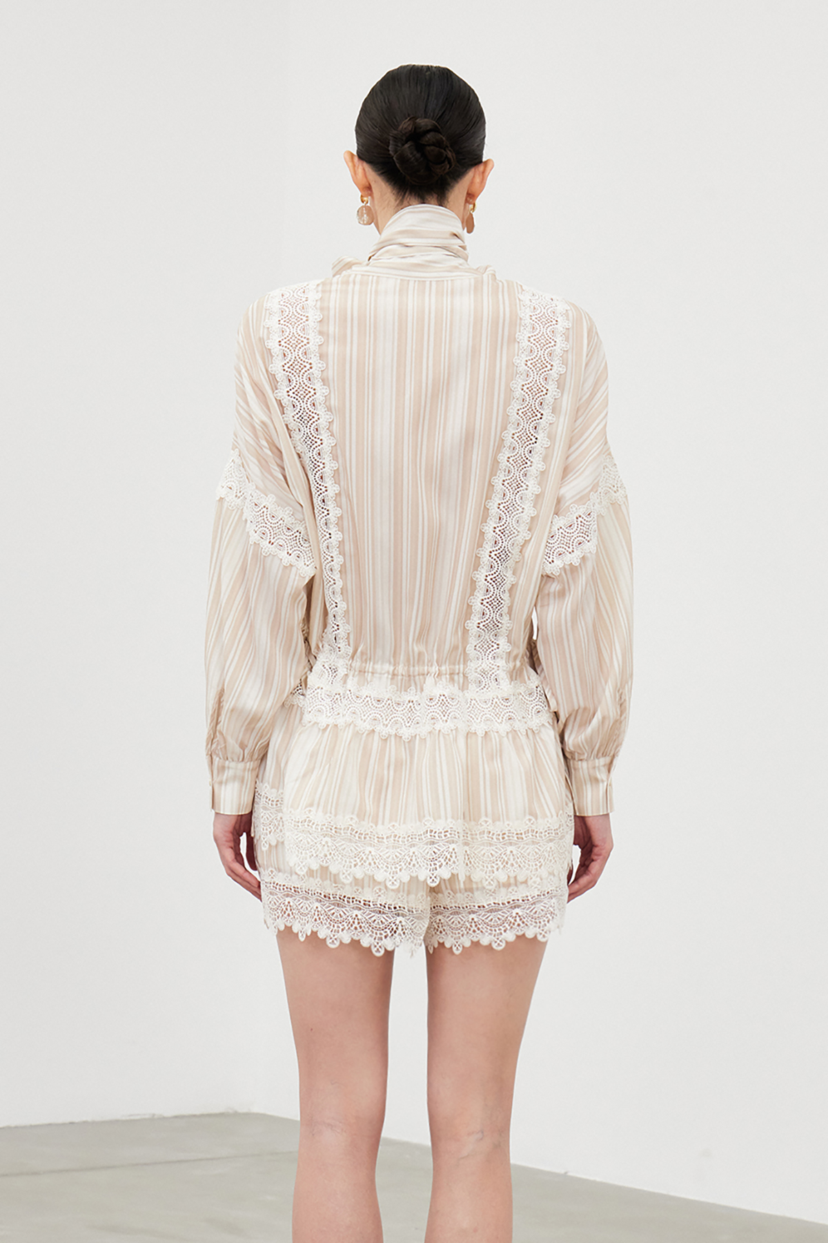 Iago Stripe Lace Shorts Set