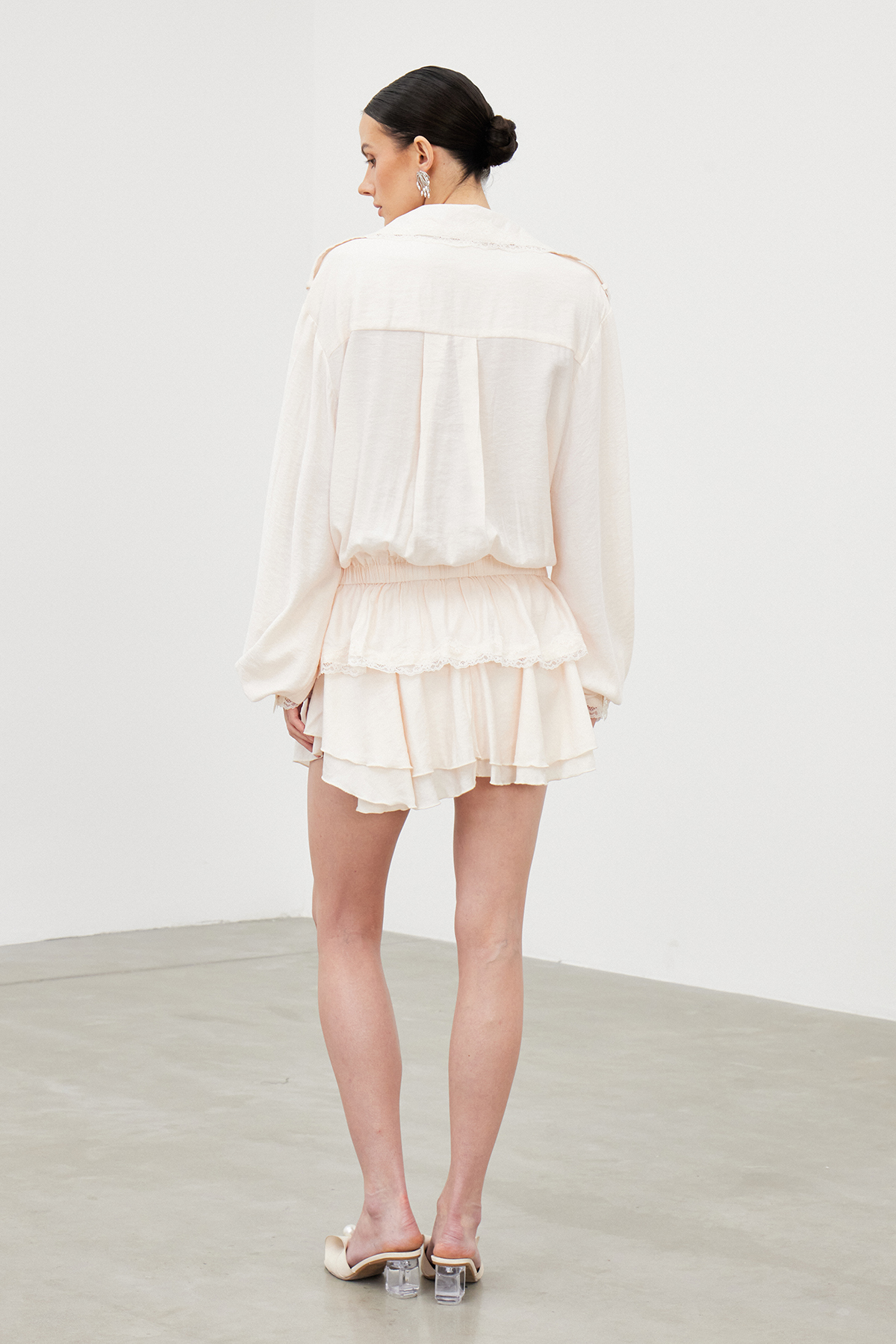 Iahel Balloon Sleeve Drawstring Skirt Set