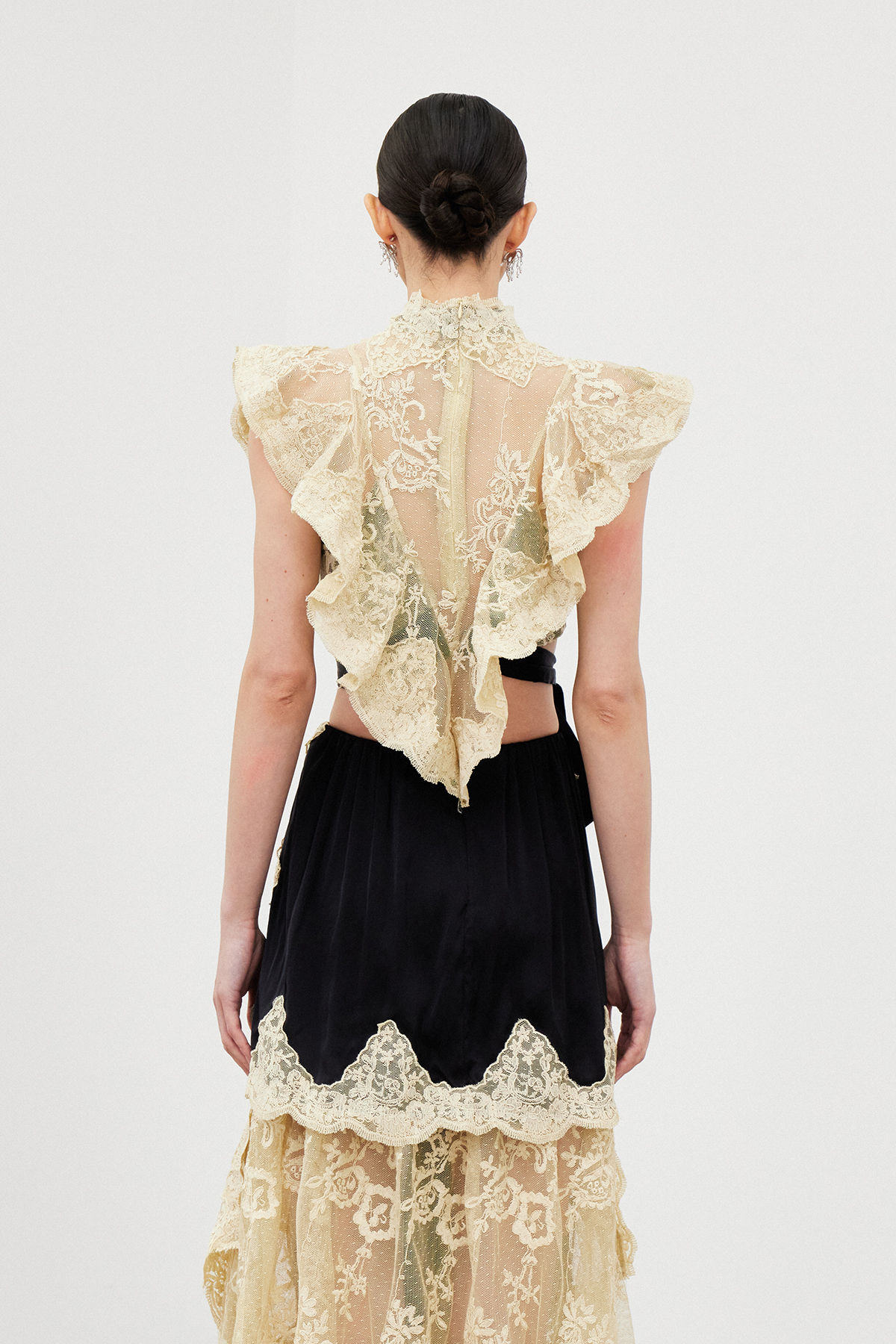 Iair Sleeveless Lace Ruffle Maxi Dress