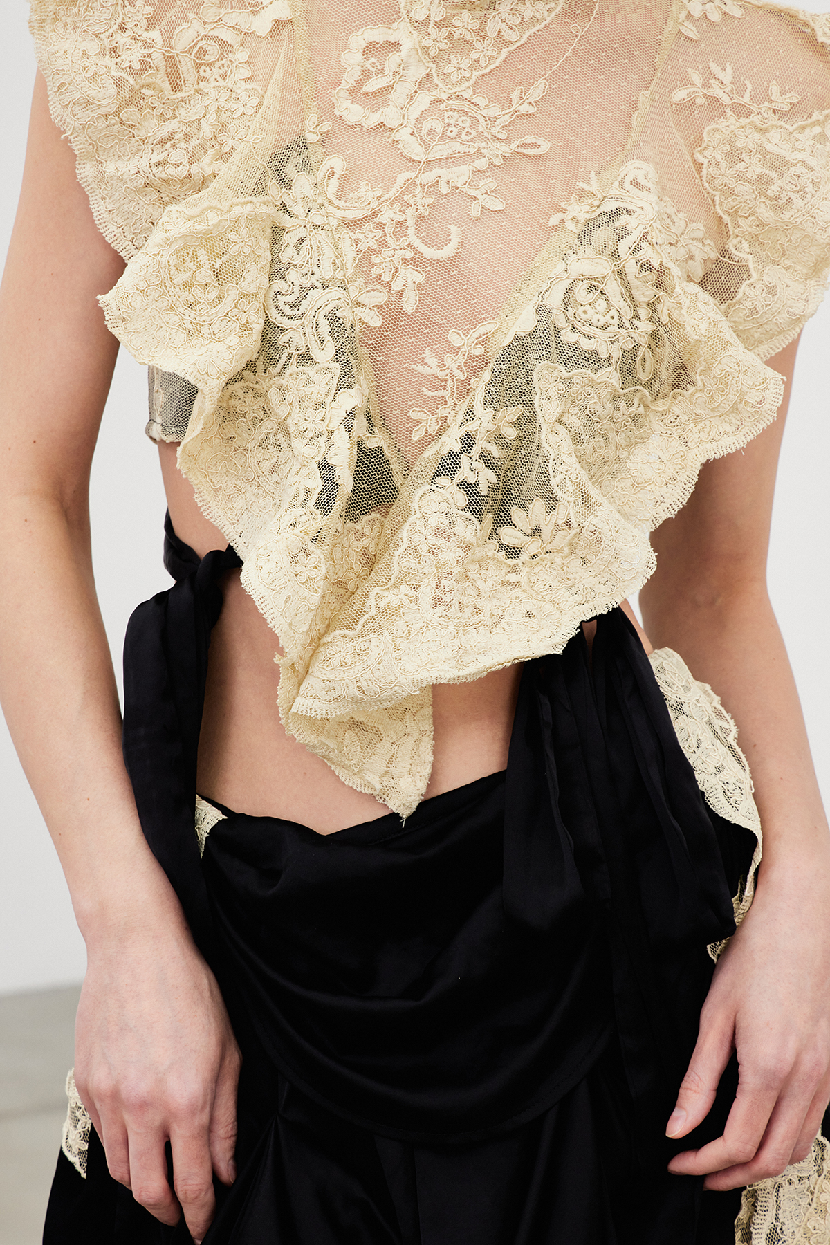 Iair Sleeveless Lace Ruffle Maxi Dress