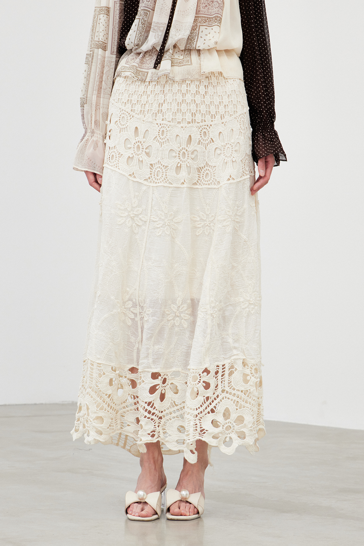 Iakovos Crochet Floral Maxi Skirt