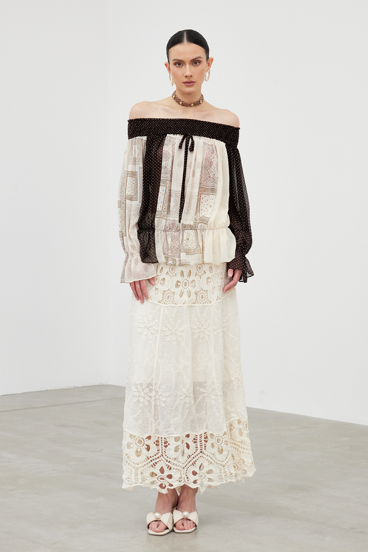 Iakovos Crochet Floral Maxi Skirt