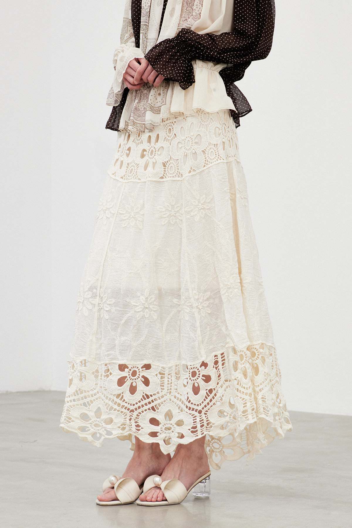 Iakovos Crochet Floral Maxi Skirt
