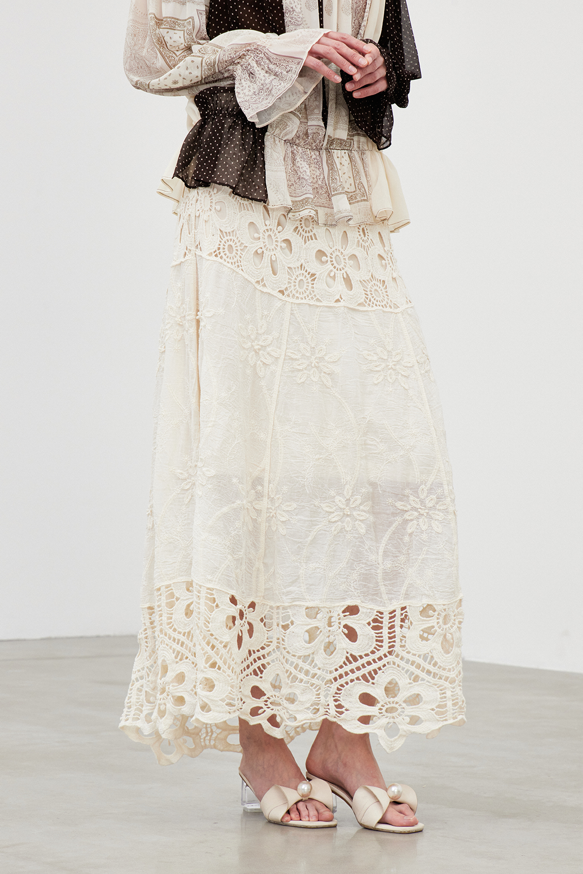 Iakovos Crochet Floral Maxi Skirt