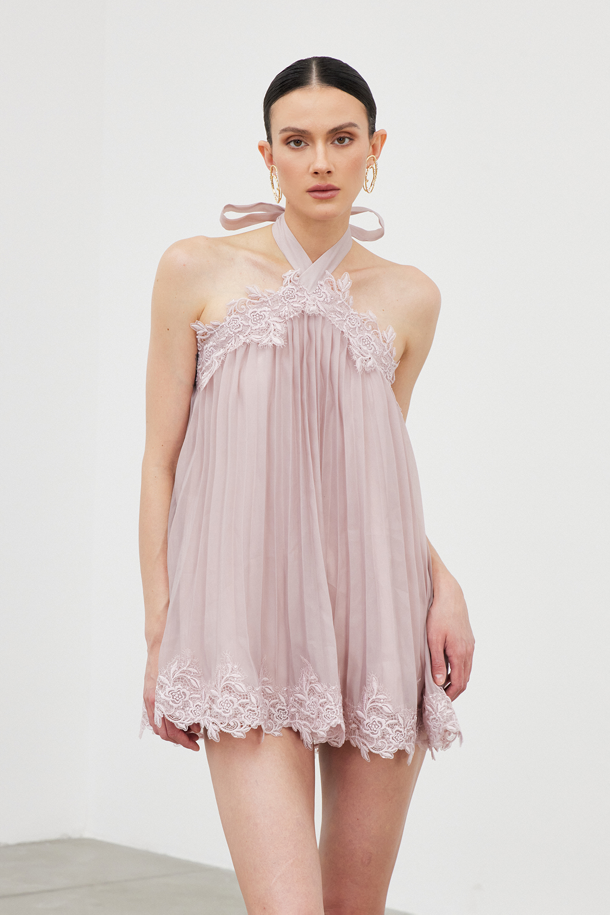 Ianthe Halter Neck Ruch Mini Dress