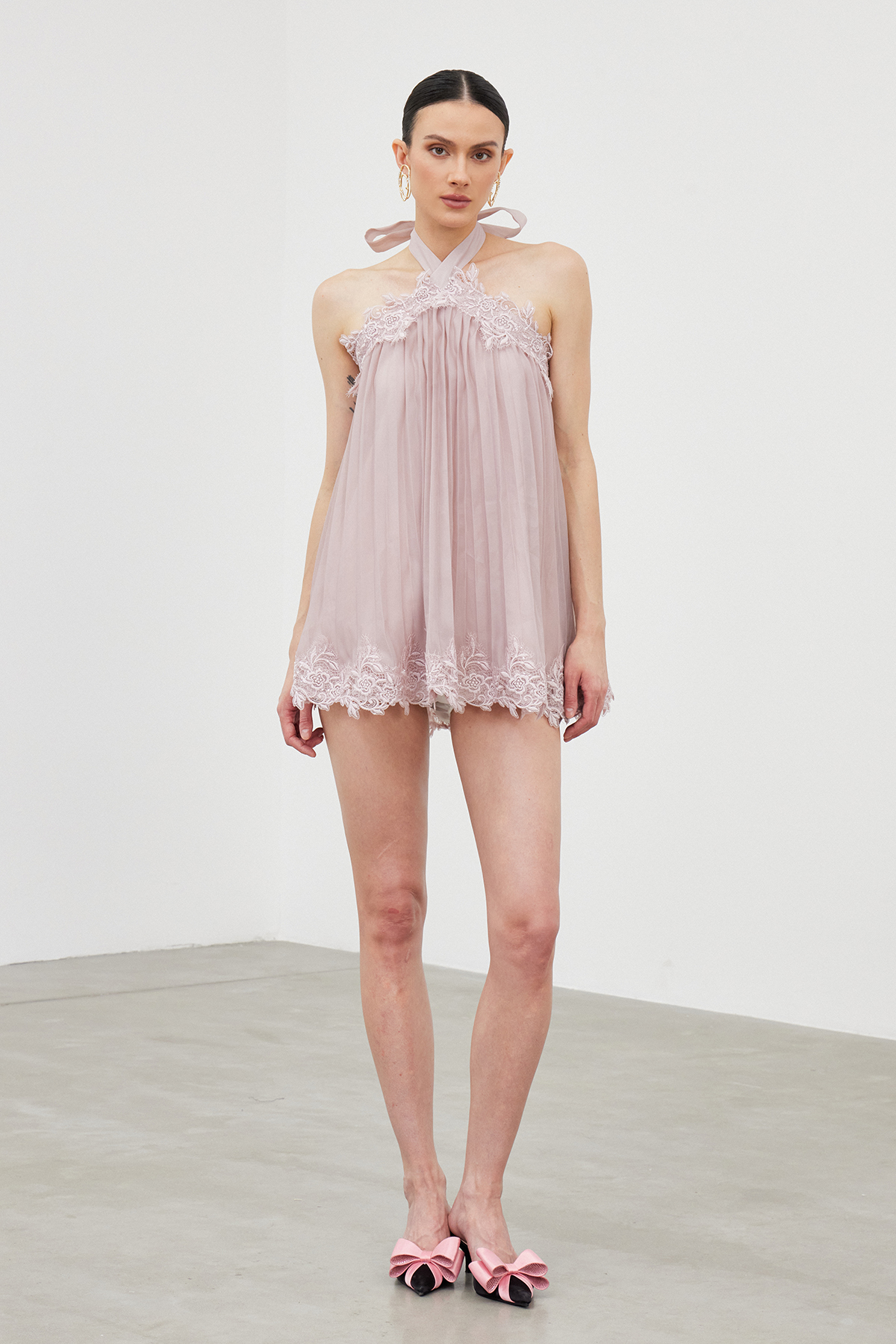 Ianthe Halter Neck Ruch Mini Dress