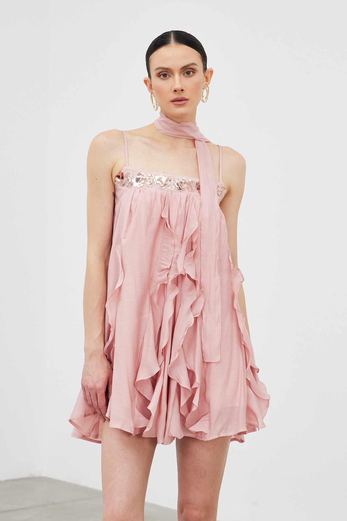Ianto Sequin Ruffle Mini Dress