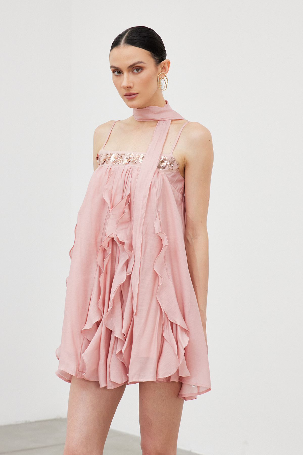 Ianto Sequin Ruffle Mini Dress