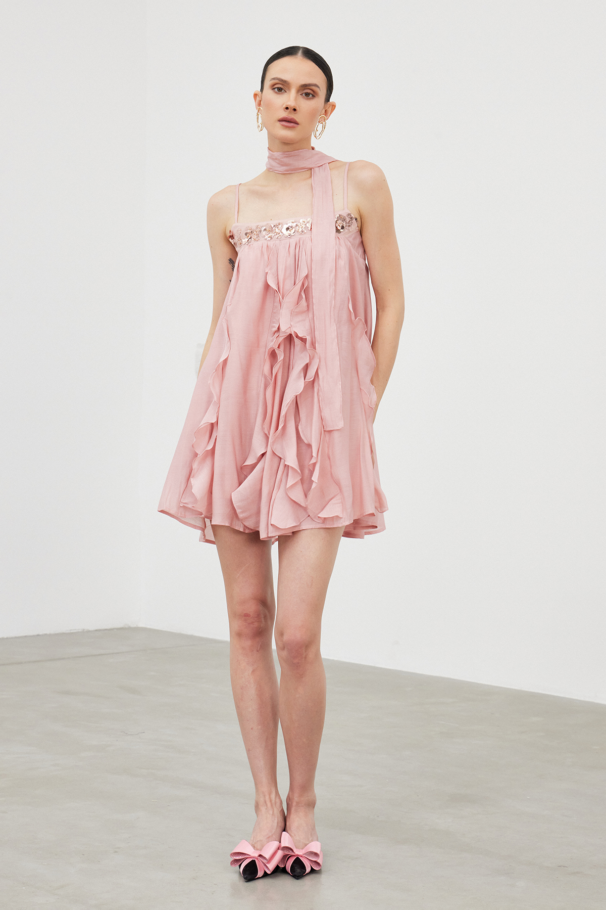 Ianto Sequin Ruffle Mini Dress