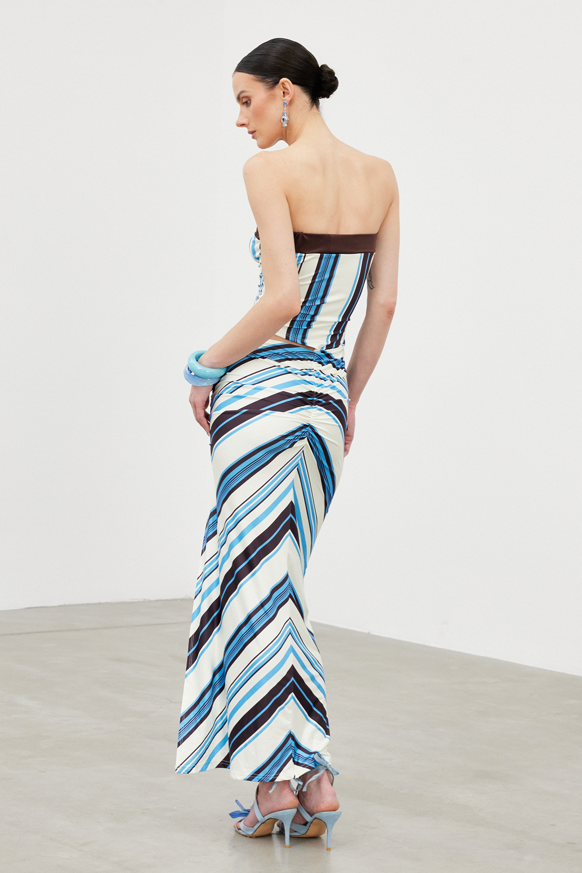 Iara Asymmetric Stripe Maxi Dress
