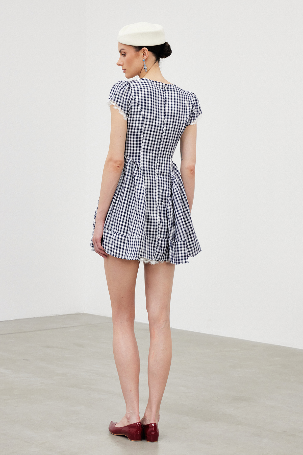 Iasmim Plunge Grid Mini Dress