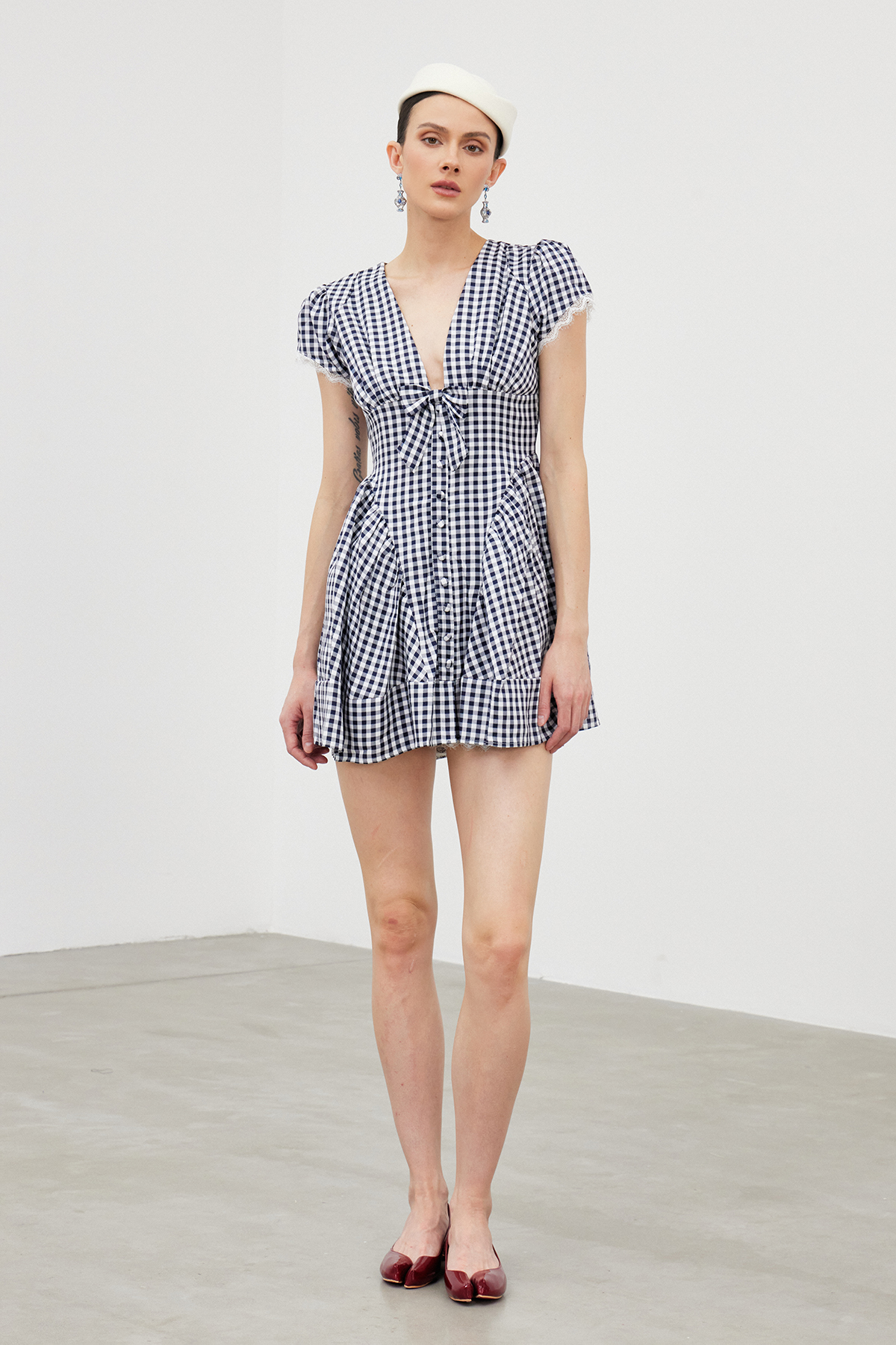 Iasmim Plunge Grid Mini Dress