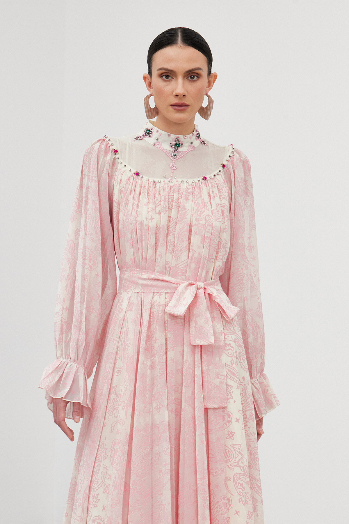 Ibai Balloon Sleeve Print Maxi Dress In Pink