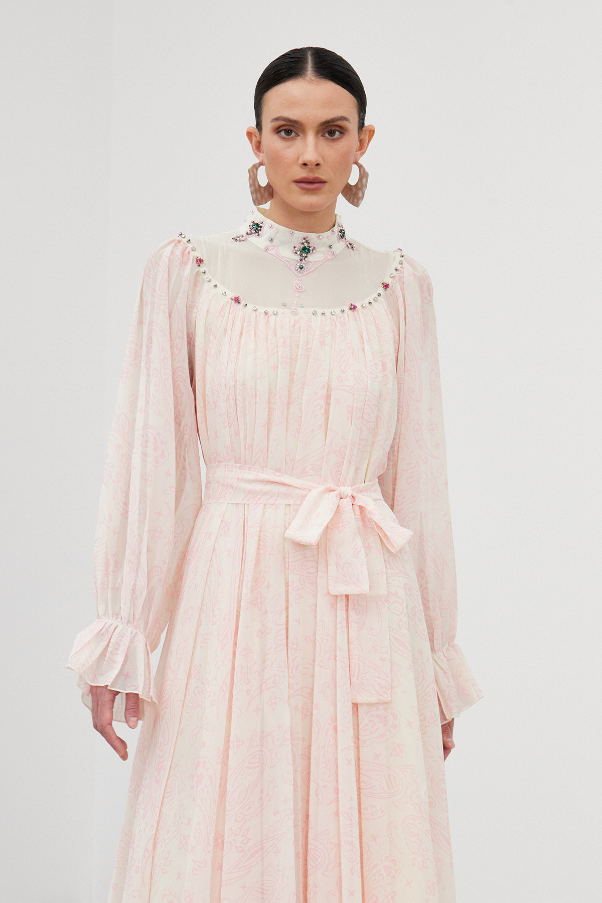 Ibai Balloon Sleeve Print Maxi Dress In Pink