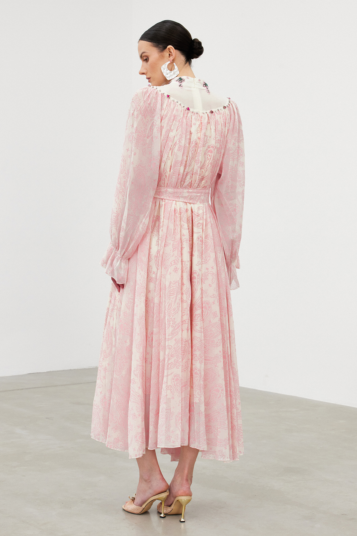 Ibai Balloon Sleeve Print Maxi Dress In Pink