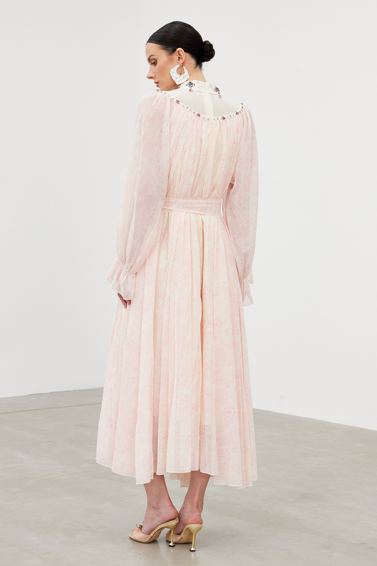 Ibai Balloon Sleeve Print Maxi Dress In Pink