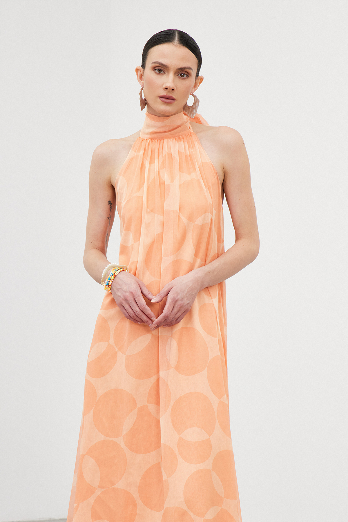 Iban Halter Neck Ruffle Maxi Dress