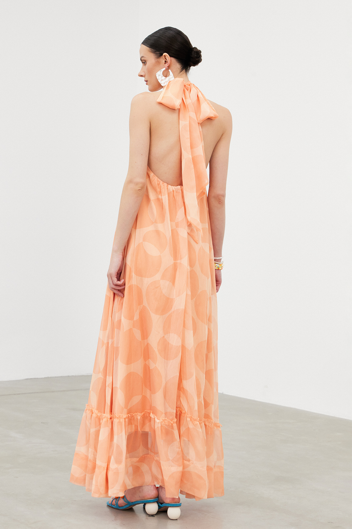 Iban Halter Neck Ruffle Maxi Dress