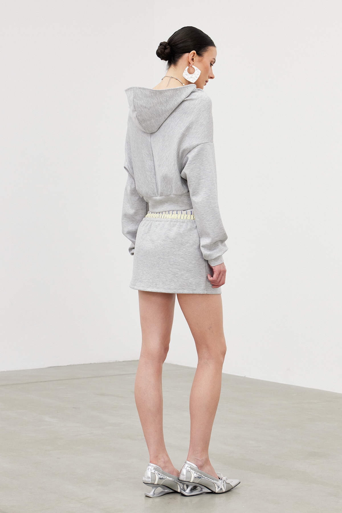 Ibolya Hooded Crop Skirt Set