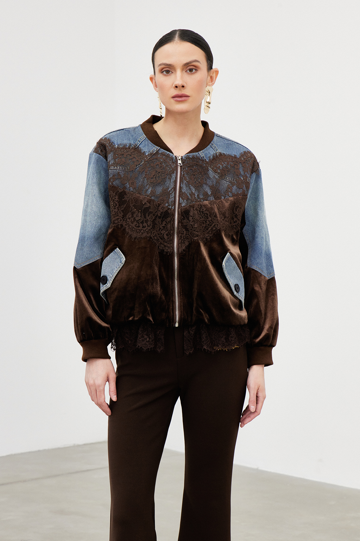 Ibrahim Colorblock Lace Jacket