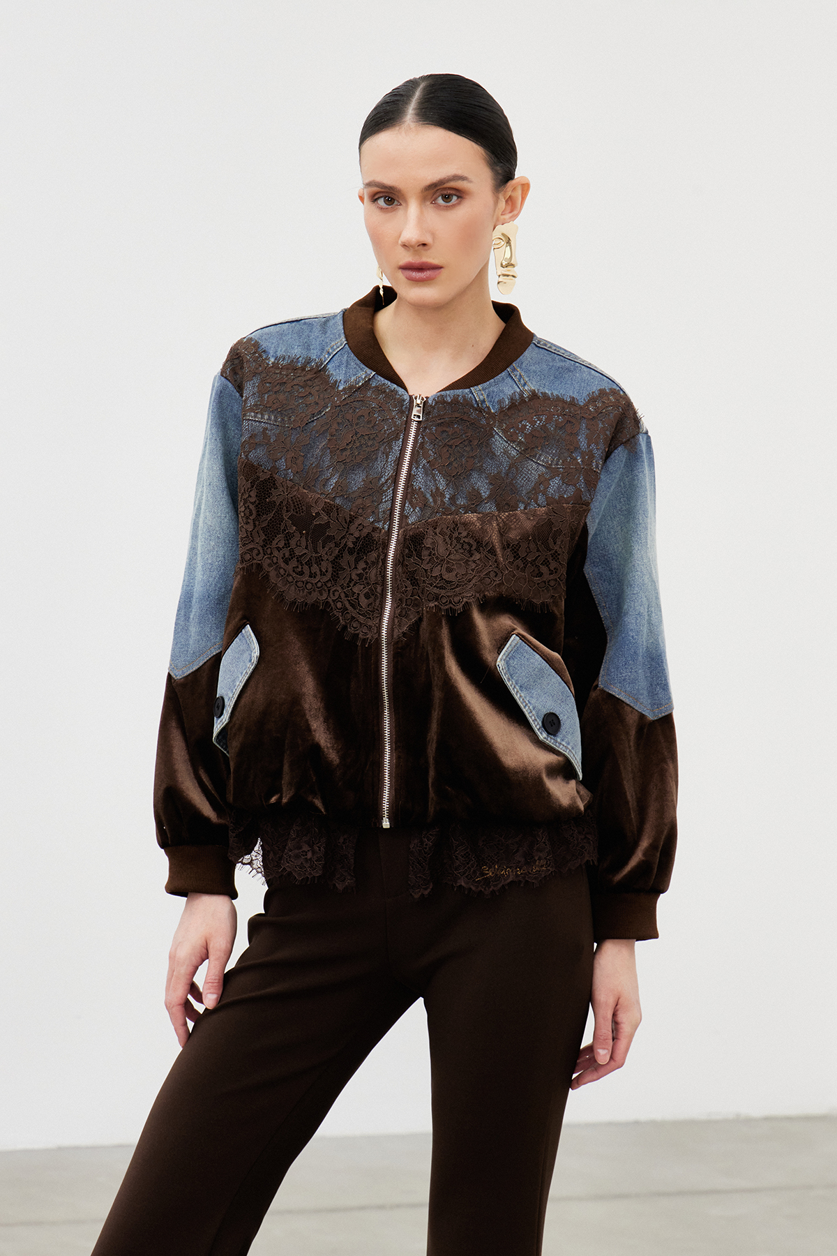 Ibrahim Colorblock Lace Jacket