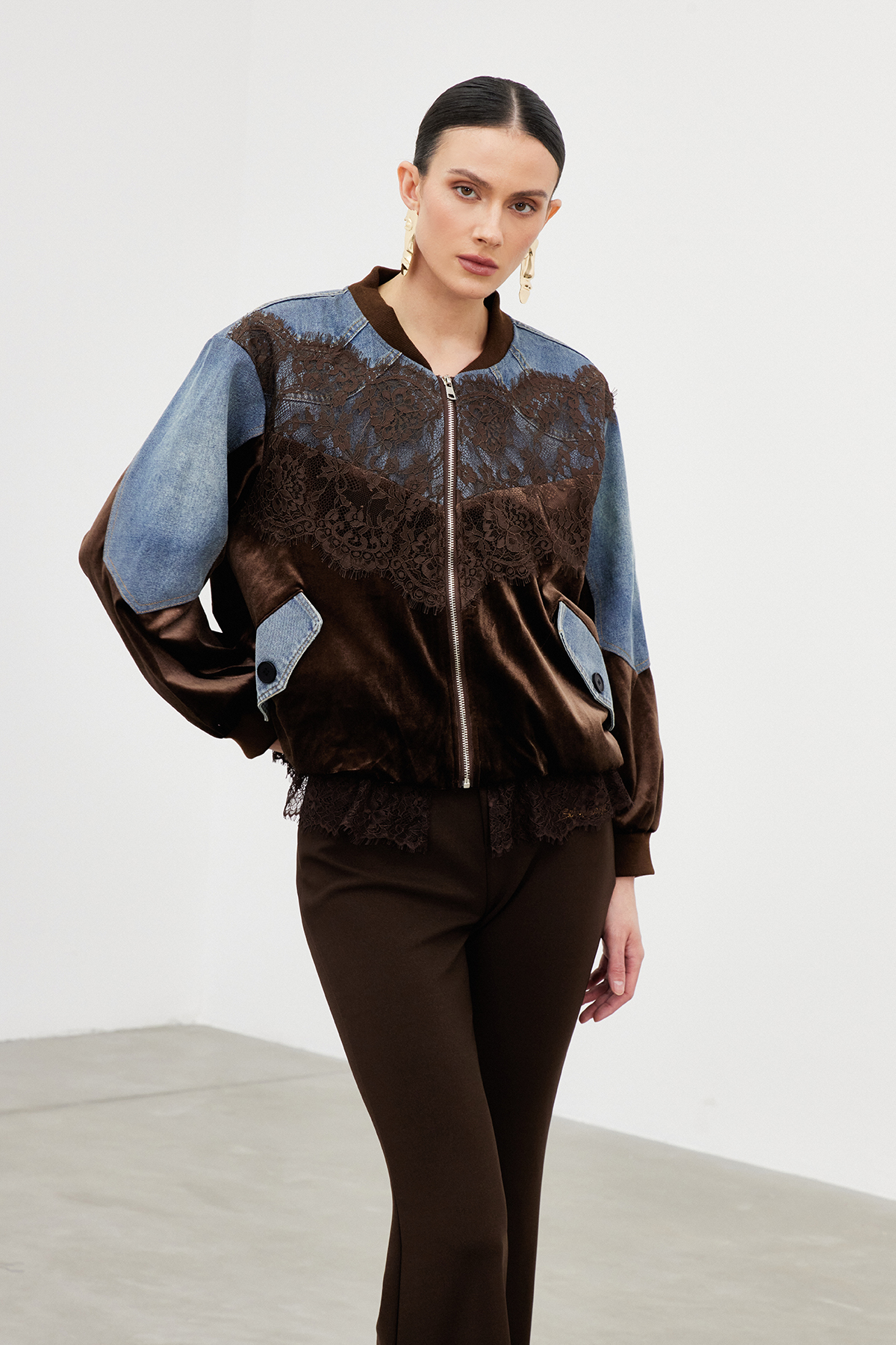 Ibrahim Colorblock Lace Jacket
