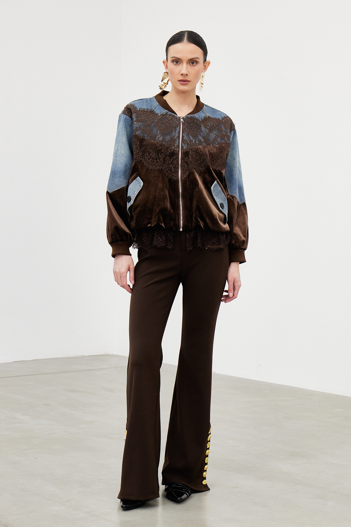 Ibrahim Colorblock Lace Jacket