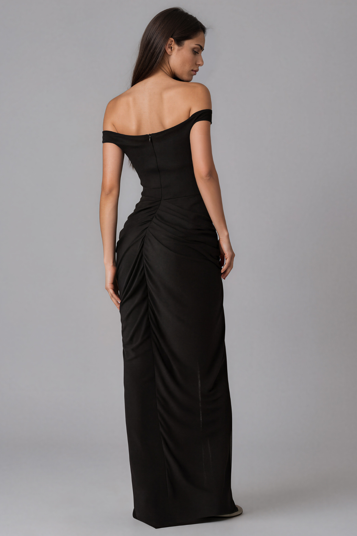 Ibrohim Off Shoulder Ruch Maxi Dress