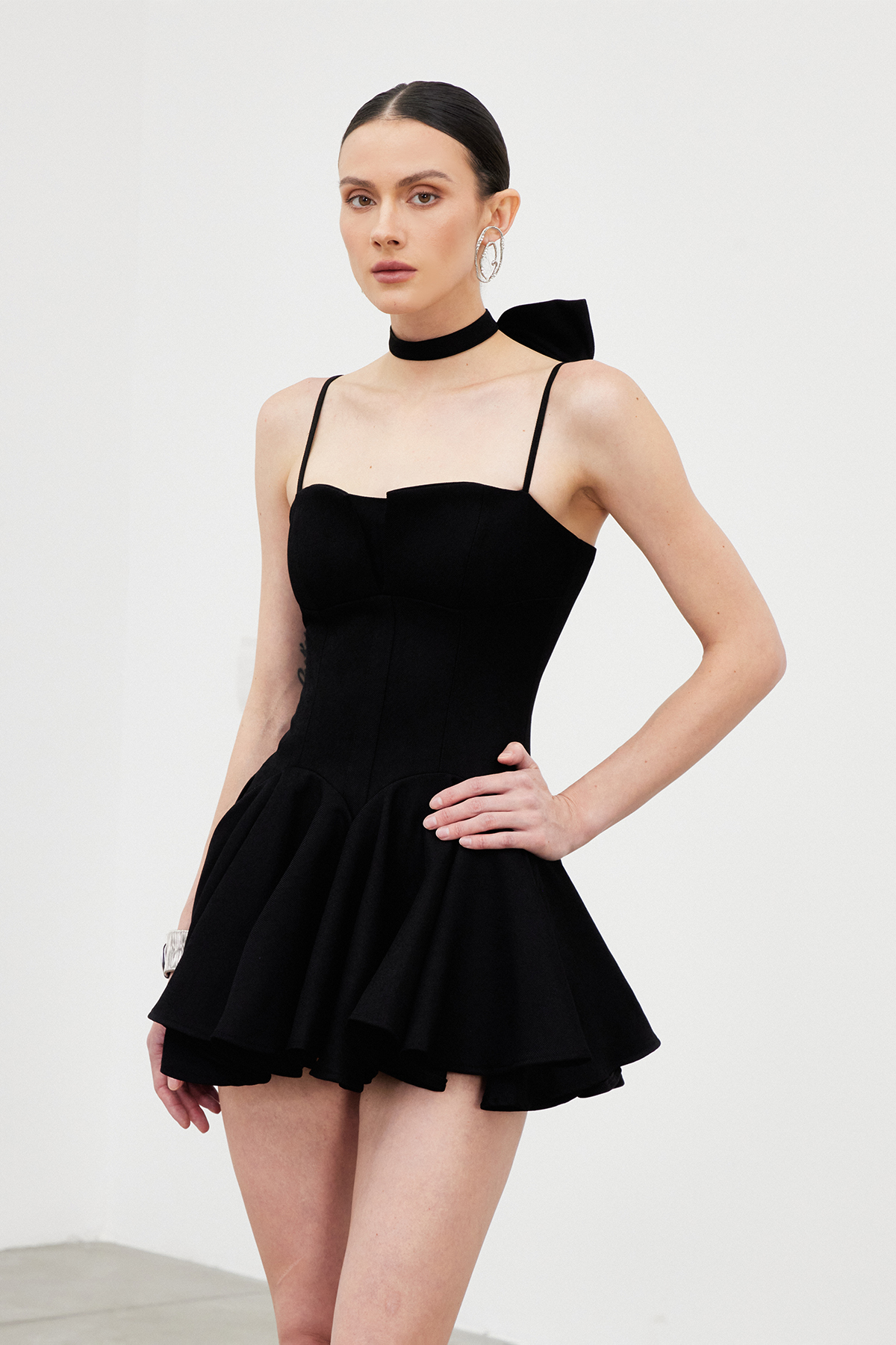 Ichiro Spaghetti Ruffle Mini Dress