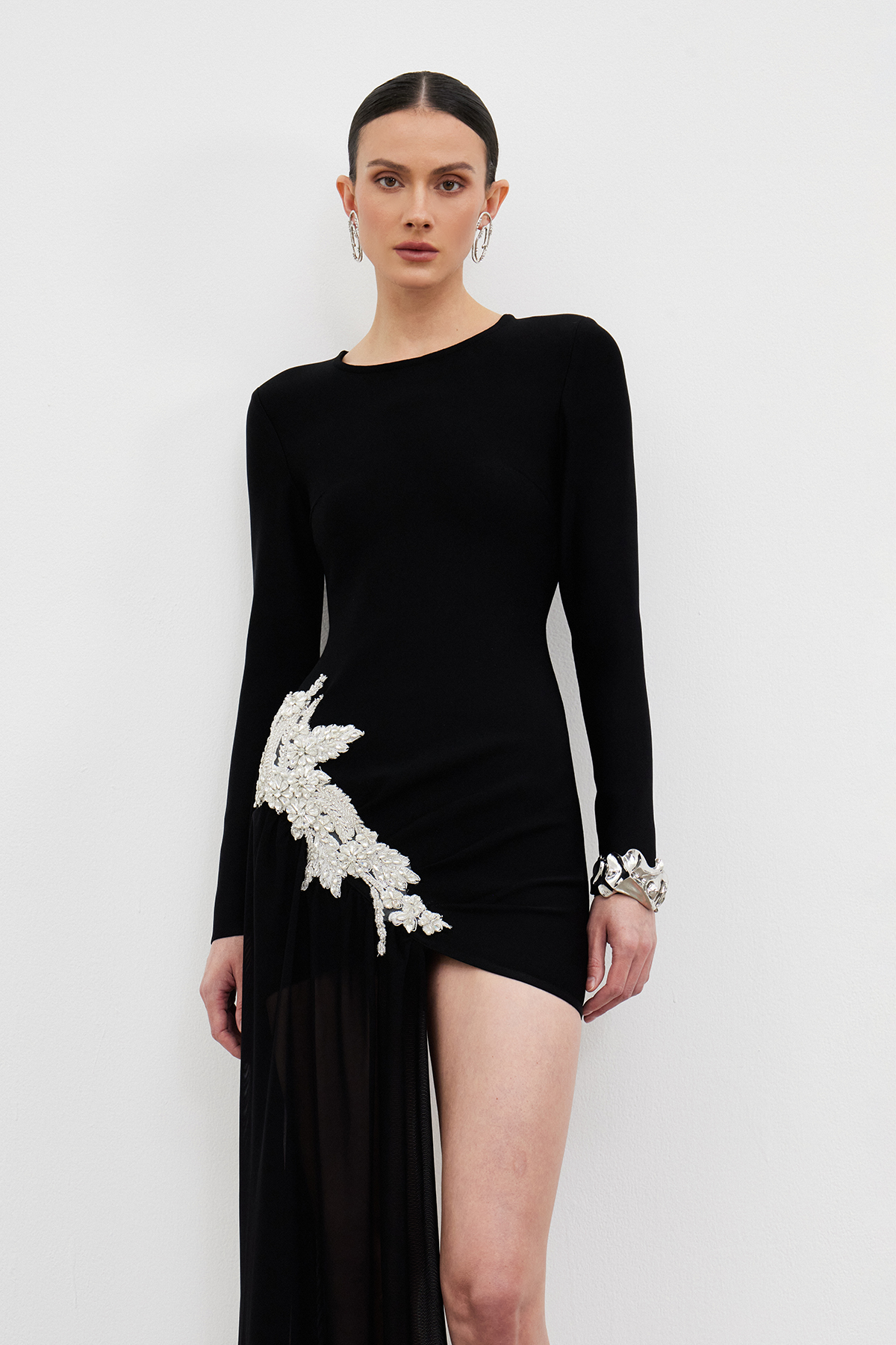 Ichirou Embellished Mesh Mini Dress