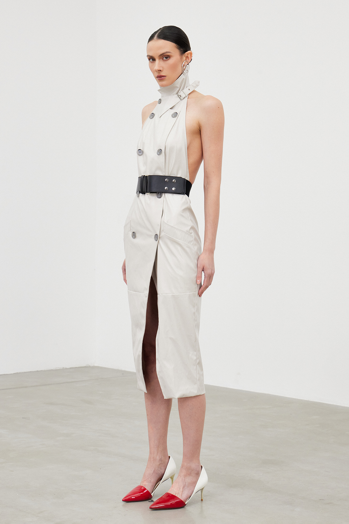 Idoia Halter Neck Double Breasted Midi Dress
