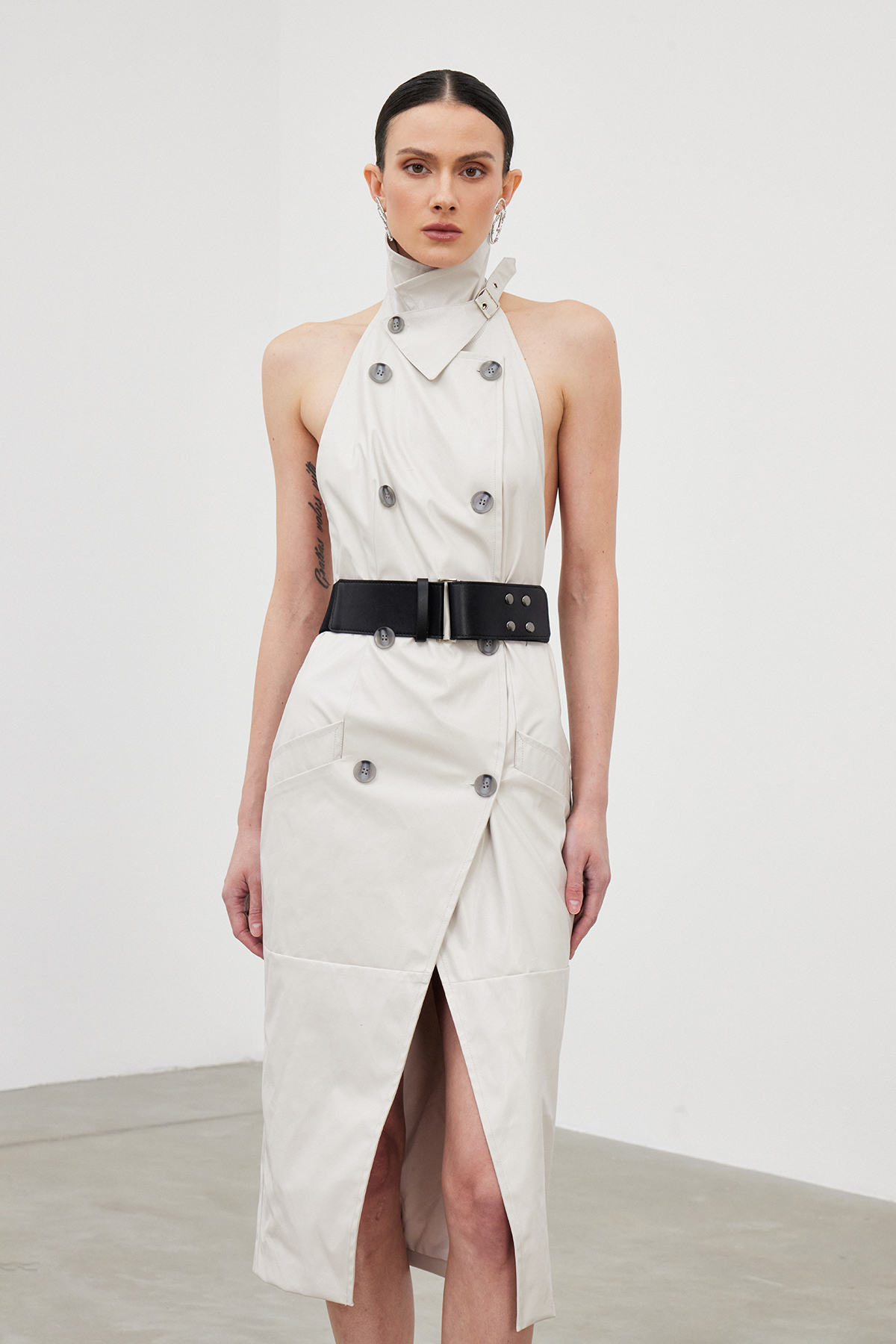 Idoia Halter Neck Double Breasted Midi Dress