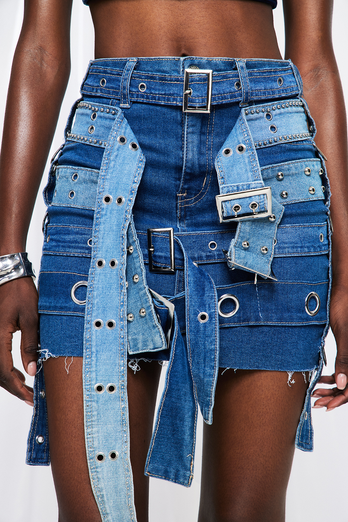 Idris Deconstruct Belt Denim Mini Skirt