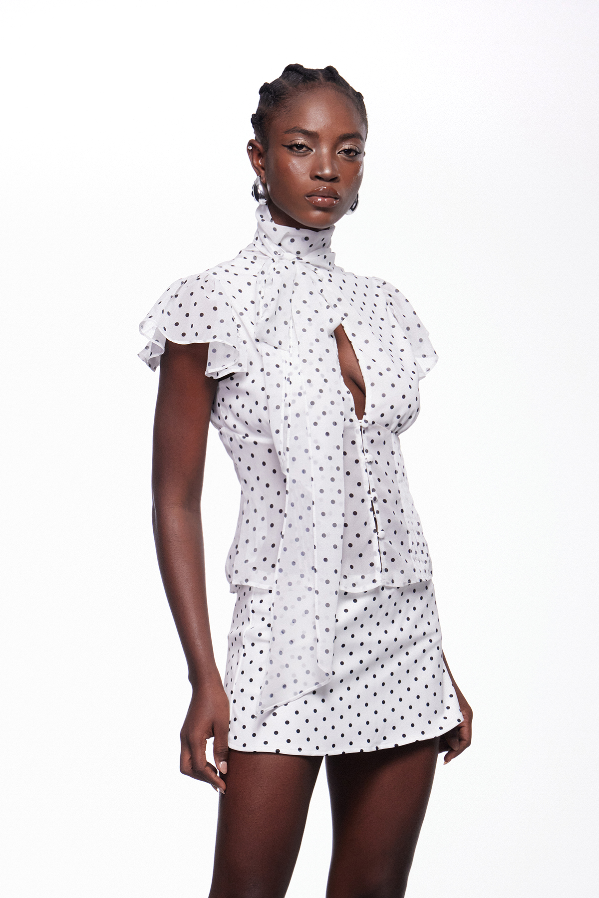 Idun Dot Mesh Skirt Set