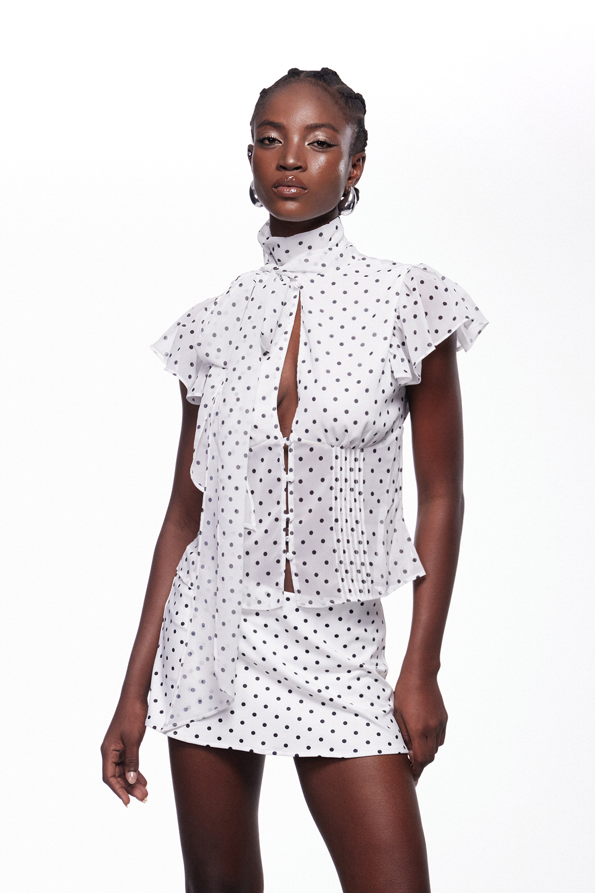 Idun Dot Mesh Skirt Set