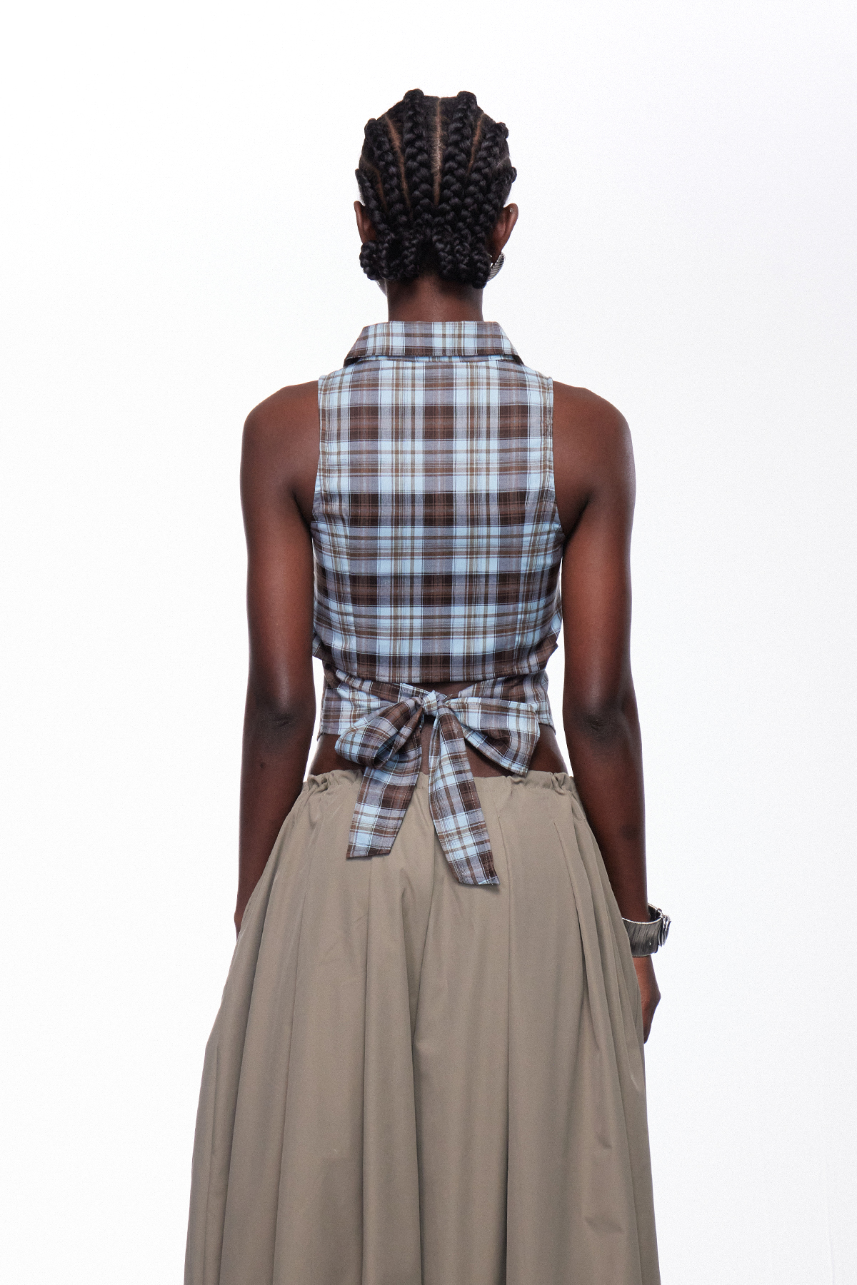 Idunn Sleeveless Grid Top In Blue
