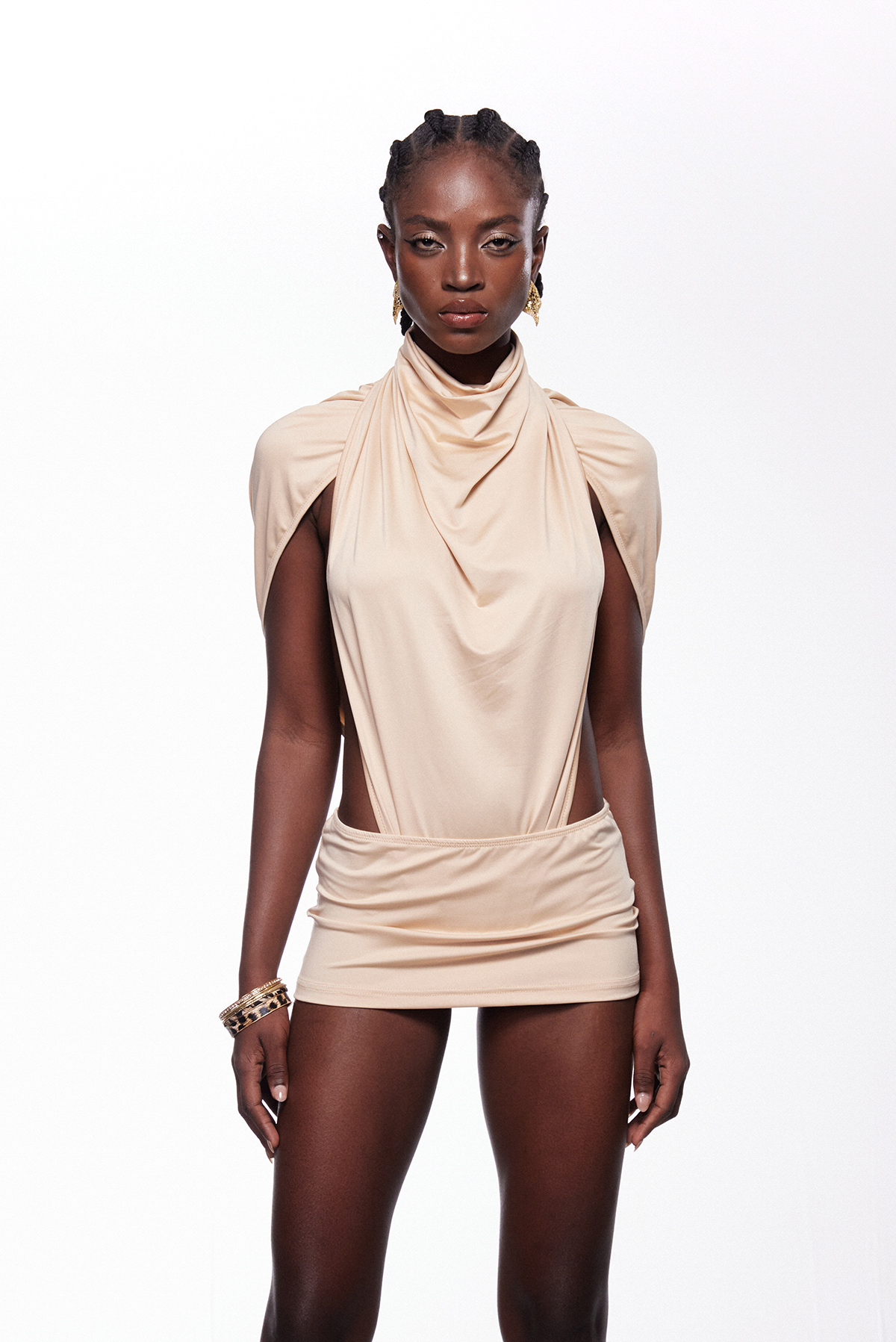 Iesous Cutout Ruch Mini Dress