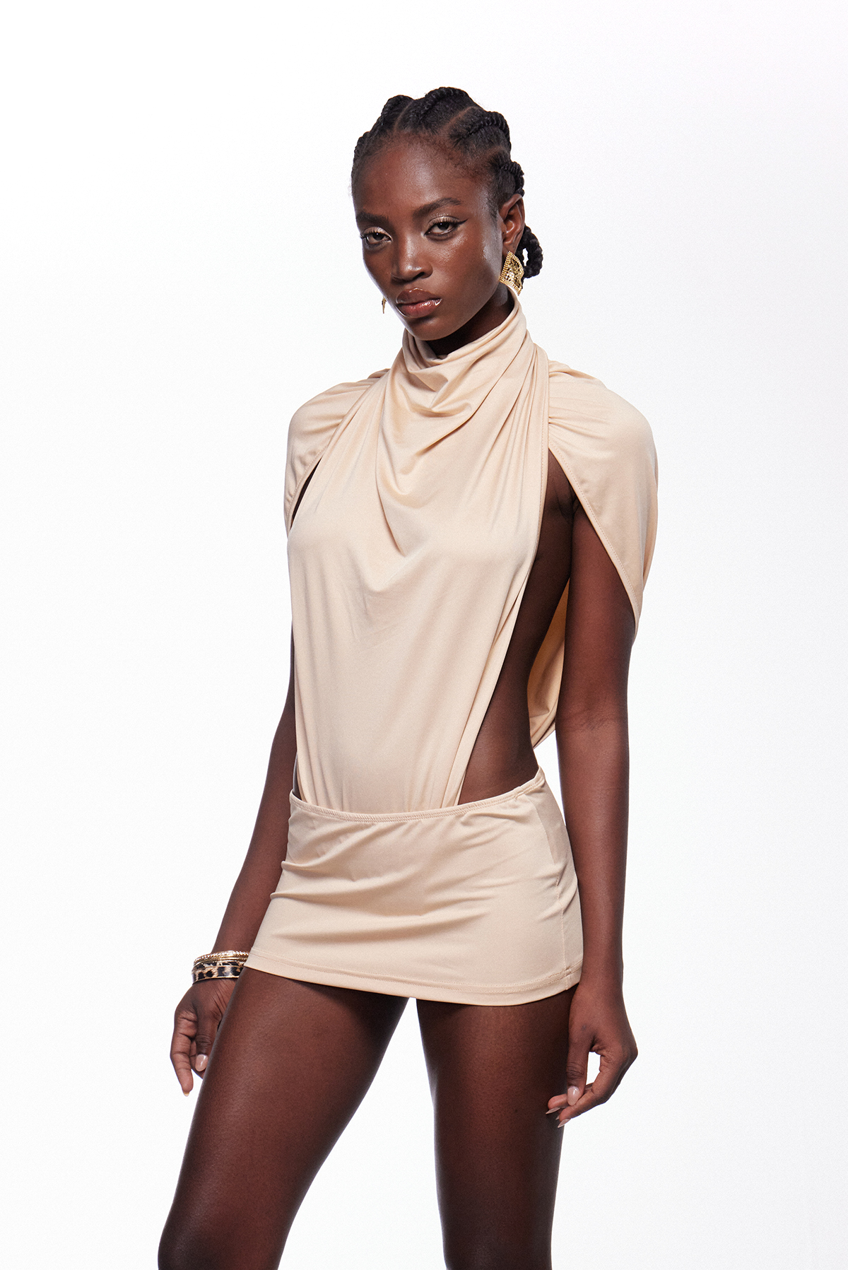 Iesous Cutout Ruch Mini Dress
