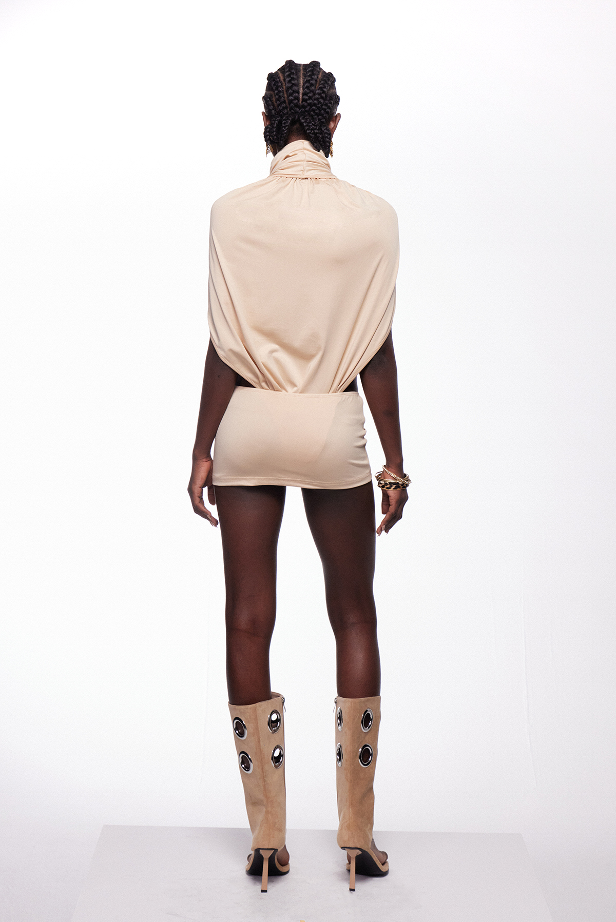 Iesous Cutout Ruch Mini Dress
