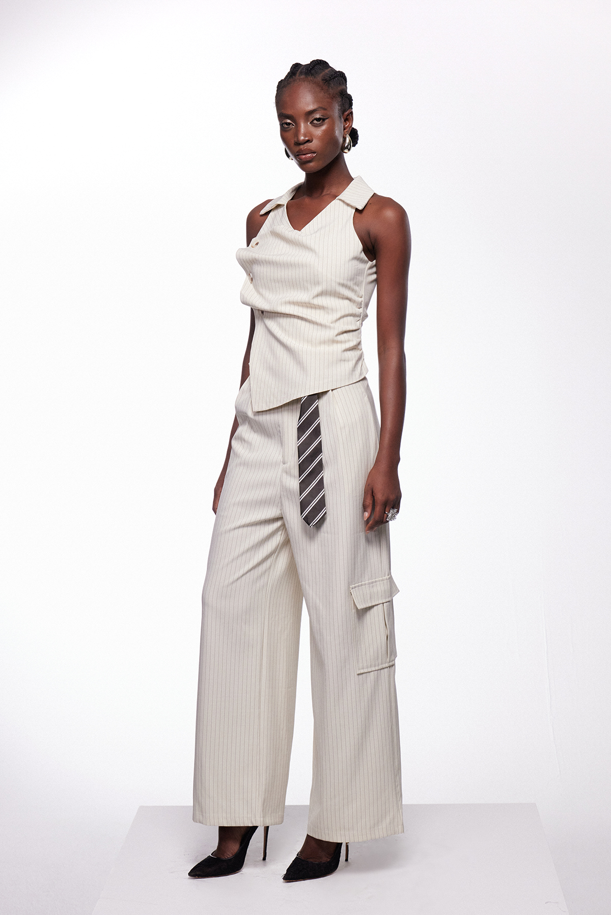 Iesse Asymmetric Stripe Pants Set