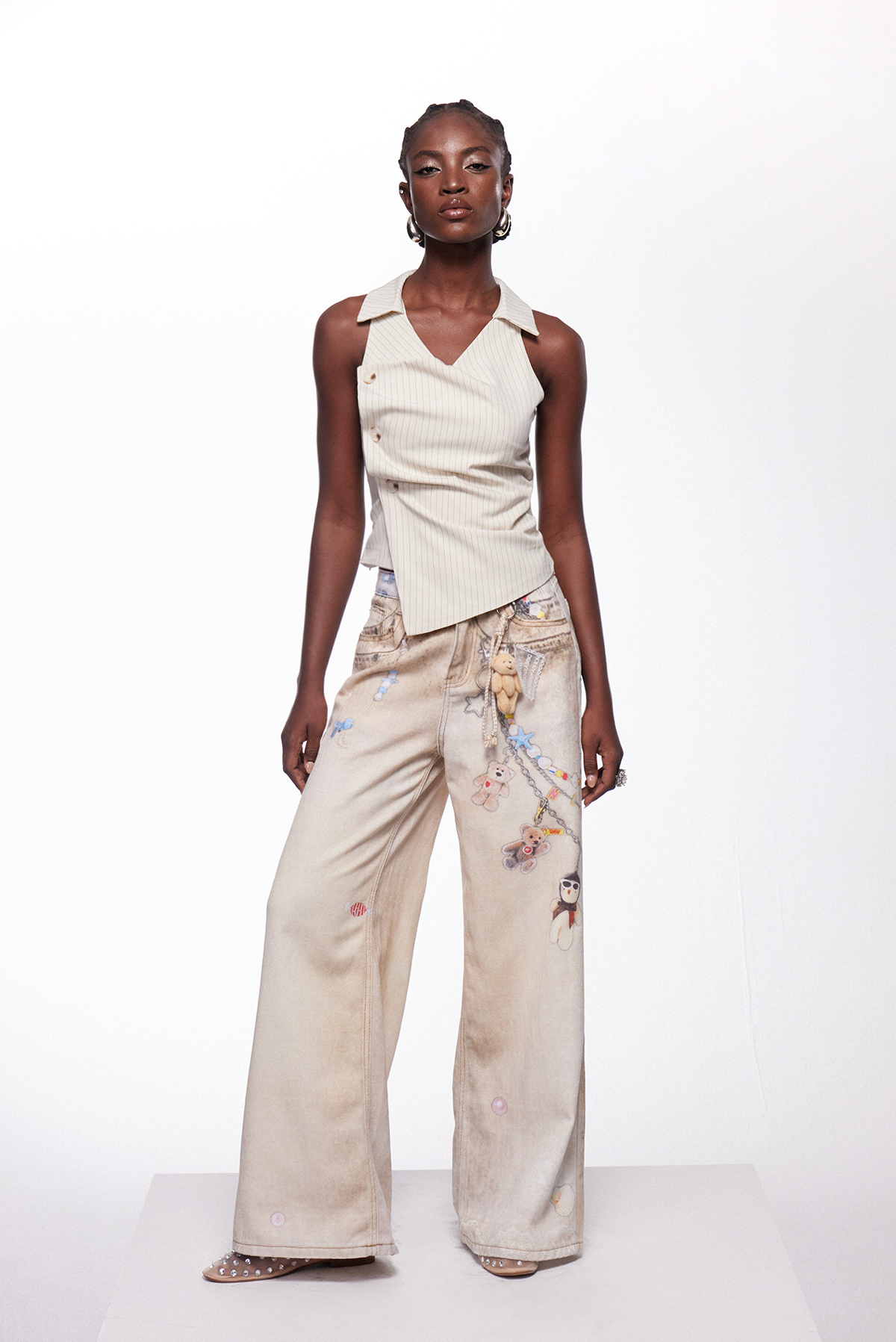 Iestyn Asymmetric Print Jeans