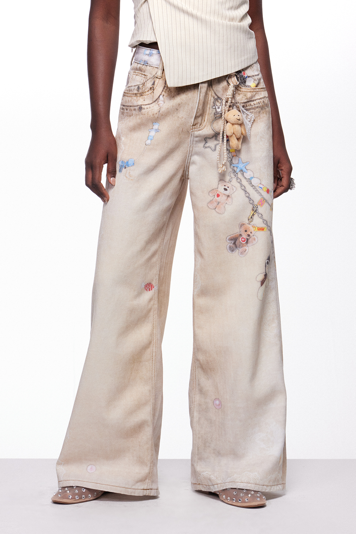 Iestyn Asymmetric Print Jeans