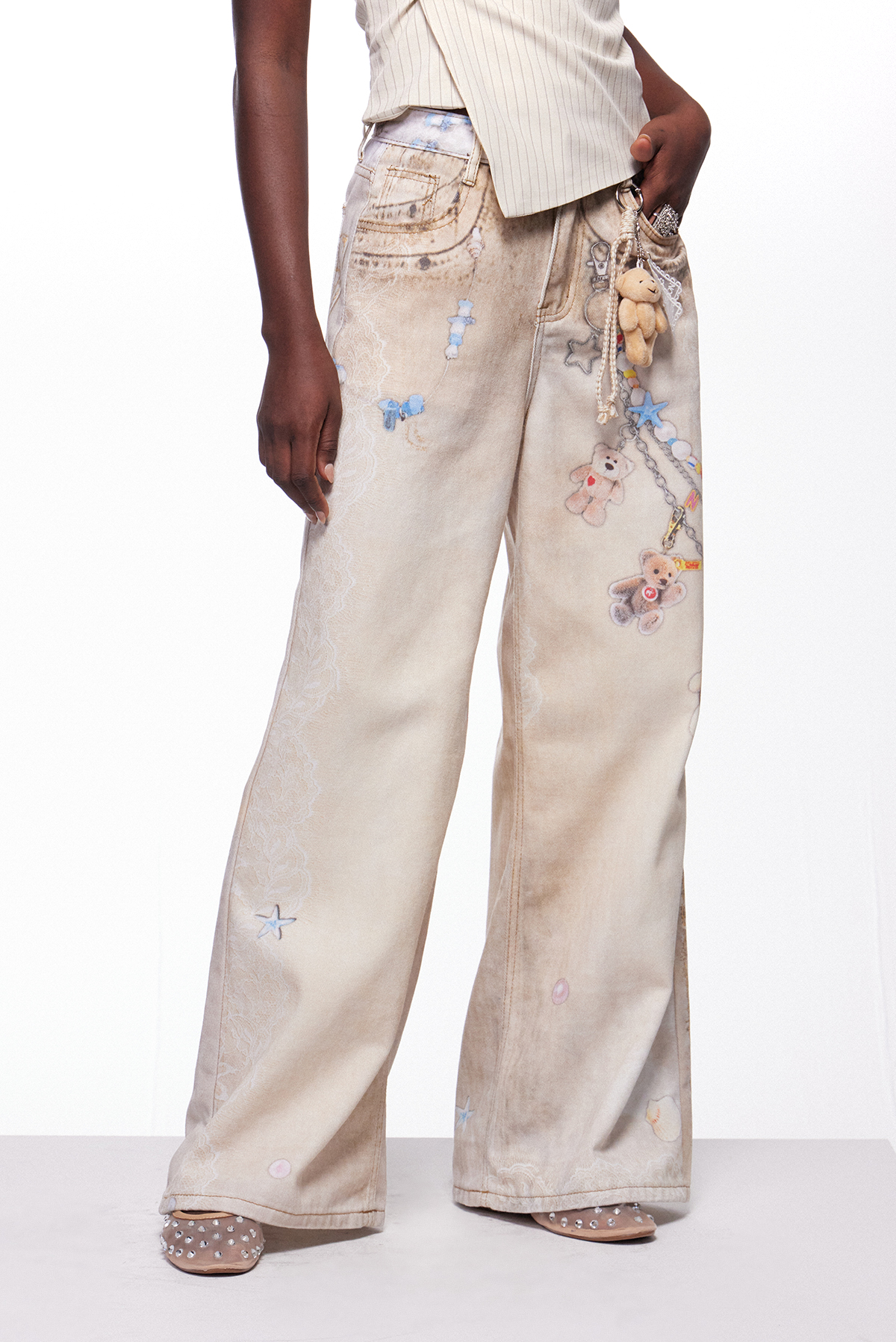 Iestyn Asymmetric Print Jeans