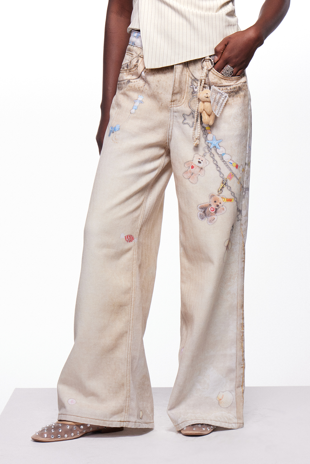 Iestyn Asymmetric Print Jeans