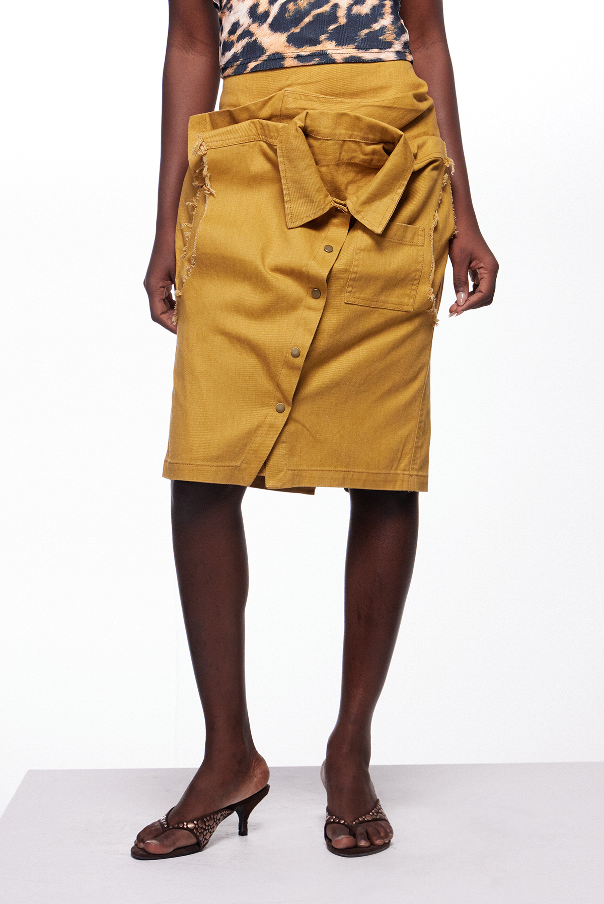 Ieva Deconstruct Asymmetric Midi Skirt